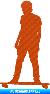 Samolepka Skateboard 015 levá 3D karbon oranžový