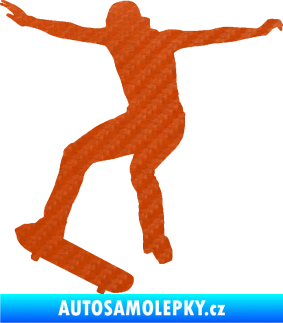 Samolepka Skateboard 017 levá 3D karbon oranžový