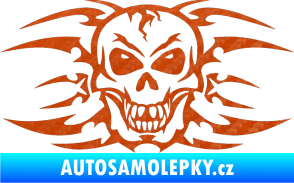Samolepka Skeleton - lebka 3D karbon oranžový