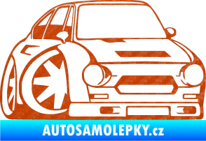 Samolepka Škoda 110r karikatura pravá 3D karbon oranžový