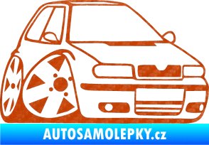 Samolepka Škoda Felicia karikatura pravá 3D karbon oranžový