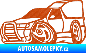 Samolepka Škoda Felicia pickup karikatura levá 3D karbon oranžový