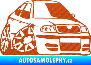 Samolepka Škoda Octavia karikatura pravá 3D karbon oranžový