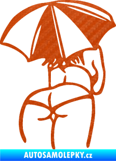 Samolepka Slečna s deštníkem pravá 3D karbon oranžový