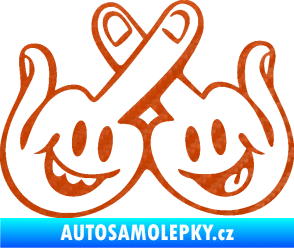 Samolepka Smajlíci f*ck pravá 3D karbon oranžový