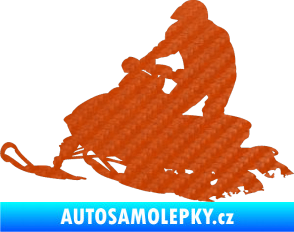 Samolepka Sněžný skútr 001 levá 3D karbon oranžový