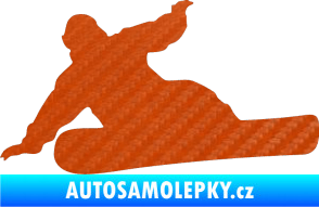 Samolepka Snowboard 001 levá 3D karbon oranžový
