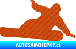 Samolepka Snowboard 001 pravá 3D karbon oranžový