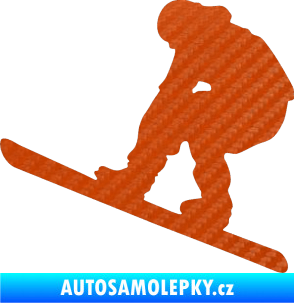 Samolepka Snowboard 002 levá 3D karbon oranžový