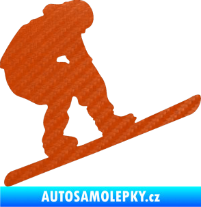 Samolepka Snowboard 002 pravá 3D karbon oranžový