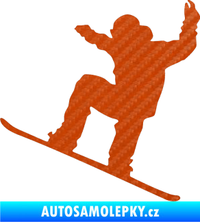 Samolepka Snowboard 003 levá 3D karbon oranžový