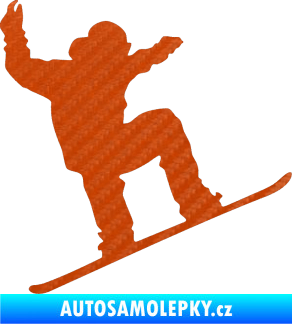Samolepka Snowboard 003 pravá 3D karbon oranžový
