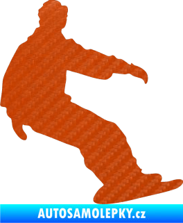 Samolepka Snowboard 006 levá 3D karbon oranžový