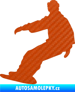 Samolepka Snowboard 006 pravá 3D karbon oranžový