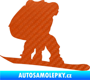 Samolepka Snowboard 010 pravá 3D karbon oranžový