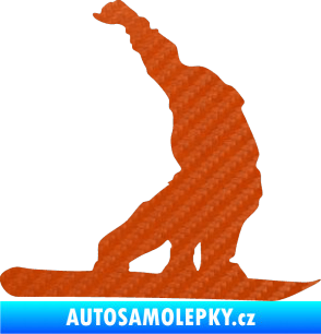 Samolepka Snowboard 011 pravá 3D karbon oranžový