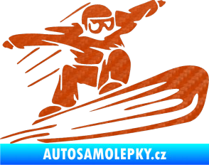 Samolepka Snowboard 014 pravá 3D karbon oranžový