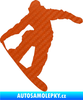 Samolepka Snowboard 019 pravá 3D karbon oranžový