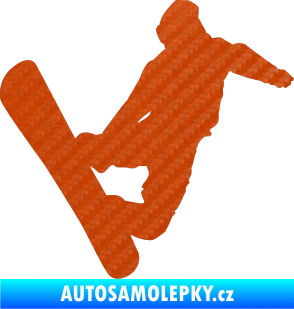 Samolepka Snowboard 020 pravá 3D karbon oranžový