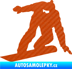Samolepka Snowboard 025 levá 3D karbon oranžový