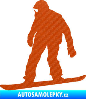 Samolepka Snowboard 027 levá 3D karbon oranžový