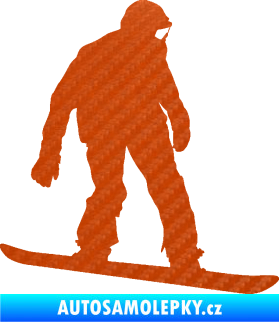 Samolepka Snowboard 027 pravá 3D karbon oranžový