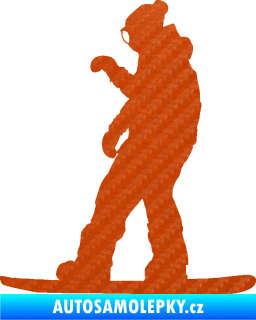 Samolepka Snowboard 028 levá 3D karbon oranžový