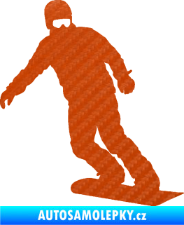 Samolepka Snowboard 029 pravá 3D karbon oranžový