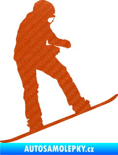 Samolepka Snowboard 030 pravá 3D karbon oranžový