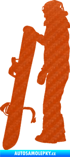 Samolepka Snowboard 032 levá 3D karbon oranžový