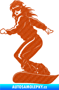 Samolepka Snowboard 036 levá 3D karbon oranžový