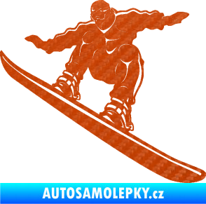 Samolepka Snowboard 038 levá 3D karbon oranžový