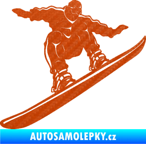 Samolepka Snowboard 038 pravá 3D karbon oranžový