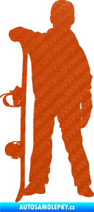 Samolepka Snowboard 039 levá 3D karbon oranžový
