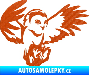 Samolepka Sova 006 pravá 3D karbon oranžový