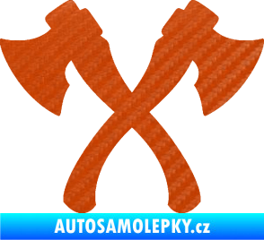 Samolepka Spojené sekery 3D karbon oranžový