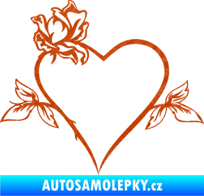 Samolepka Srdce s růží levá 3D karbon oranžový