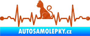 Samolepka Srdeční tep 003 levá kočička 3D karbon oranžový