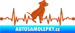 Samolepka Srdeční tep 007 pravá pitbull 3D karbon oranžový