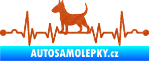 Samolepka Srdeční tep 008 levá pes bulteriér 3D karbon oranžový