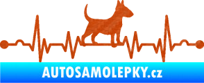 Samolepka Srdeční tep 008 pravá pes bulteriér 3D karbon oranžový