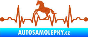 Samolepka Srdeční tep 010 levá  koník 3D karbon oranžový