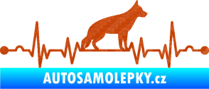 Samolepka Srdeční tep 014 pravá německý ovčák 3D karbon oranžový