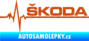 Samolepka Srdeční tep 034 pravá Škoda 3D karbon oranžový