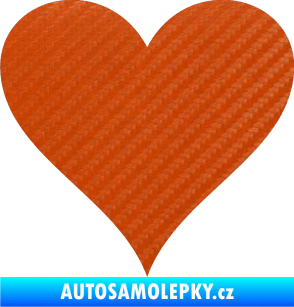 Samolepka Srdíčko 001 3D karbon oranžový