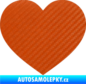 Samolepka Srdíčko 002 3D karbon oranžový