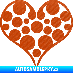 Samolepka Srdíčko 008 3D karbon oranžový