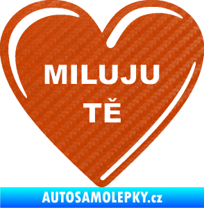 Samolepka Srdíčko 015 miluju tě 3D karbon oranžový