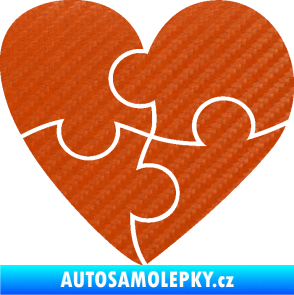 Samolepka Srdíčko 018 pravá puzzle 3D karbon oranžový