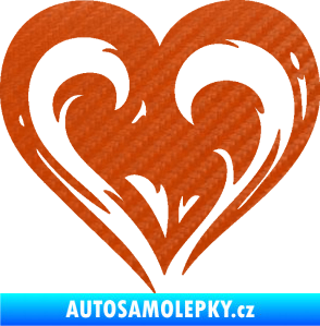 Samolepka Srdíčko 021 levá 3D karbon oranžový